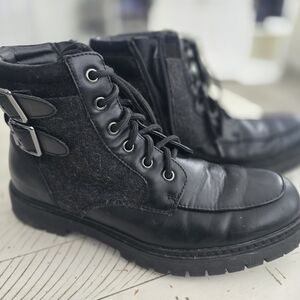 Mens Steve Madden Men's Black Leather Side Zipper Boots